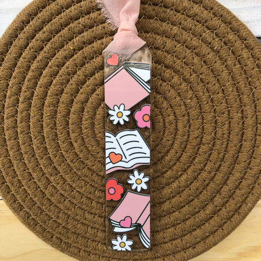 Book Lover Flower Acrylic Bookmark