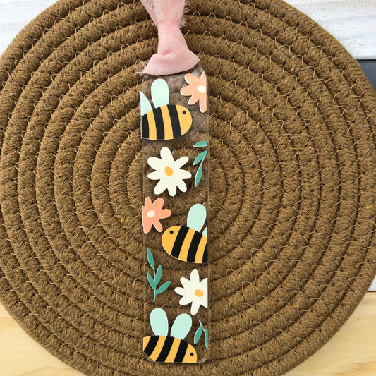 Floral Bee Acrylic Bookmark